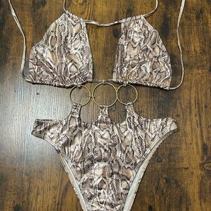 Snake Print Bikini with Gold Rings